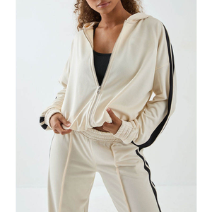 Women Oversized Hooded Zipper Sweatshirt Solid Color Long Sleeve Breathable Knitted <b>Cropped</b> <b>zip</b> hoodie women Casual streetwear - Product Image 1