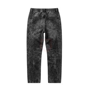 Wholesale Heavyweight Cotton Trousers For Men <b>Jeans</b> Black Acid Wash Streetwear Trousers Skull Graphic Print Distressed Pants - Product Image 2