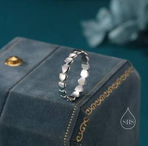 Anillo Infinito de Plata de Ley con Puntos, Anillo de Amistad, Anillo Delgado en Forma de Corazón, Anillo Apilable - Product Image 5