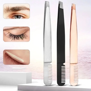 Pinzas para Cejas con Punta Puntiaguda de Acero Inoxidable, Diseño Ecológico y Duradero para un Aseo Preciso, Estilo Moderno, Rosa Dorado, Negro - Product Image 4