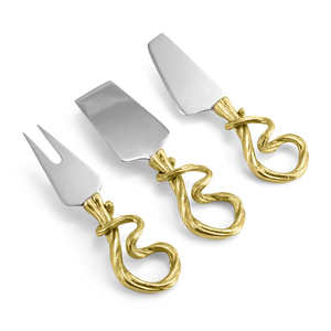 Juego de 5 cuchillos modernos de latón para queso y postre, cubertería de lujo para servir con estilo, juego de cubiertos para tabla de charcutería. - Product Image 6