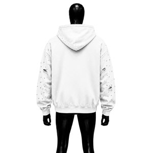 Sweat à capuche zippé blanc pour homme, design vieilli, en coton molletonné, collection exclusive, élégant, tendance, vêtements haut de gamme - Product Image 2