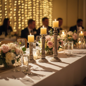 Ensemble de porte-bougies décoratifs en bois faits à la main, 6-10 pouces |   Piliers rustiques en bois naturel pour mariage, décoration intérieure et événements - Product Image 4