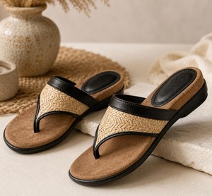 Sandalias Planas de Rafia Natural para Mujer, Hechas a Mano, Ligeras, con Aumento de Altura, Desechables - Product Image 1