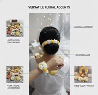 Gajra & Gelang Bunga Merah/Kuning dalam Potli Transparan Grosir, Souvenir Pernikahan untuk Tamu Haldi, Mehendi, Sangeet