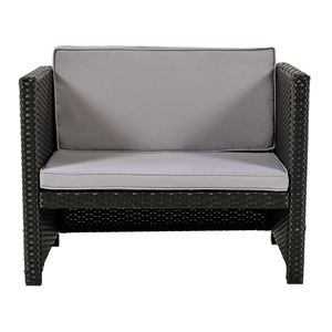 Set di divani componibili con cornice quadrilatera per Spa Mini mobili da giardino in Rattan da esterno con sedili in legno e spazi di stoccaggio grigi - Product Image 3