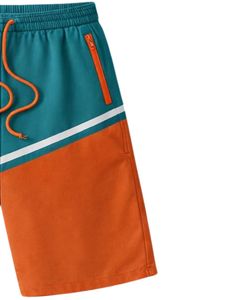 Teal And Orange Color Block <b>Mens</b> Drawstring <b>Shorts</b> Zipper Pocket Casual Summer Beach Athletic Quick Dry Comfortable <b>Shorts</b> - Product Image 4