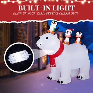 Decorazione natalizia gonfiabile illuminata da 1,5 m, divertente orso polare e pinguino con luci LED, decorazioni da esterno per il giardino. - Product Image 3