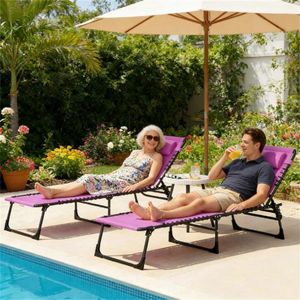 Sedia a Sdraio Pieghevole Viola per Esterni - Product Image 1