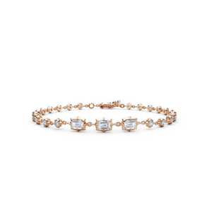 Lab Grown Diamond Star Prong Set Modern Tennis Line <b>Bracelet</b> Custom 14K 18K <b>Solid</b> Gold Emerald Round Adjustable 7 Inch Wholesale - Product Image 3