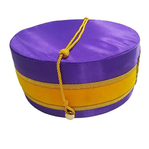 <b>Purple</b> Lodge Crown Cap Black Machine Embroidery Patch With Two Braids Adjustable Belt Made in Ceremonial Crown <b>Hat</b> - Product Image 2