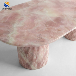 KT STONE <strong>Marble</strong> Modern Oval Breccia Silica Rosa <strong>Marble</strong> Ceppo Romano Dining Table 8 Seater Legs Apartment Hotel Furniture <strong>Marble</strong> - Product Image 6