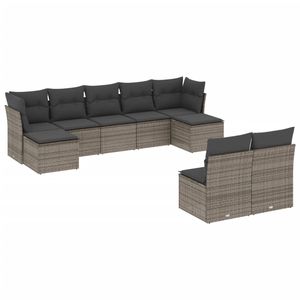 Conjunto de Sofás de Jardín Grises de 6 Plazas, Muebles de Ratán para Exteriores Resistentes a la Intemperie, Diseño Contemporáneo - Product Image 2