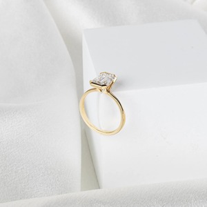 แหวนเพชรทรงเอเมอรัลด์ 3 กะรัต เพชรเลี้ยงในห้องปฏิบัติการ ตัวเรือนทองคำขาว 14K แหวนหมั้นเพชรเม็ดเดี่ยว แหวนสัญญา แหวนแต่งงานสำหรับผู้หญิง - Product Image 5