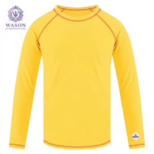 WASON INTERNATIONAL Rashguard unisexe jaune à manches longues, protection anti-UV, respirant, séchage rapide, pour enfants - Product Image 1