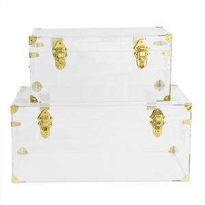 Transparent Acrylic Storage <b>Box</b> with Gold Hardware <b>Stacking</b> Organizer for Clothing Rectangular Minimalist Design Trunk <b>box</b> - Product Image 4