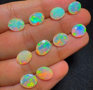 Natural Ethiopian Opal Faceted Oval Cut Multi <b>Fire</b> Loose Gemstone Welo Opal Calibrated <b>Stones</b> Jewelry Making Supplies - Product Image 1