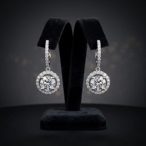 Boucles d'oreilles pendantes rondes scintillantes en cascade pour tenues de soirée haut de gamme - Product Image 3