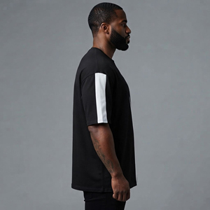 T-shirt homme manches courtes 100% coton haute qualité, 2 tons, 250 g/m², poids lourd, personnalisable, streetwear, hip hop. - Product Image 5
