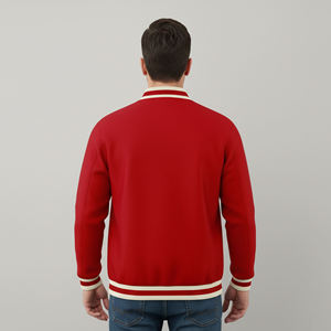 New Arrival 2026 Men's <b>Red</b> Varsity <b>Jacket</b> With Flame Logo Front Button Closure Casual Autumn Wear Regular Fit Polyester Material - Product Image 5