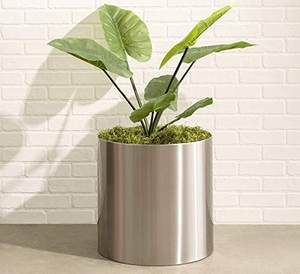 Ventes en gros de pots à fleurs ronds modernes en acier inoxydable, résistants à la rouille, pour l'intérieur et l'extérieur, pots décoratifs en métal pour jardin - Product Image 2