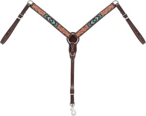 Serre-tête et plastron en cuir véritable pour chevaux Western Horse avec clous pour chevaux utilisés en Inde Prix de gros - Product Image 2