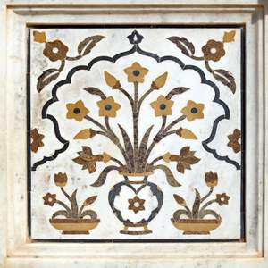 Panneaux et carreaux muraux floraux en marbre incrusté, modernes, faits à la main, imperméables et ignifuges pour usage domestique et de divertissement - Product Image 1