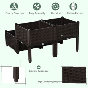 Jardinera Elevada de 4 Piezas con Riego Automático y Patas, Color Marrón, para Cultivar Flores, Hierbas y Vegetales - Product Image 3