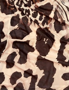 Sari KV para Mujer en Crema y Marrón con Estampado Animal y Blusa sin Coser - Product Image 3
