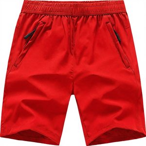 Shorts Bermuda pour homme en polyester noir uni, taille élastique, séchage rapide, décontractés, sportifs - Product Image 2
