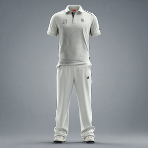 Ensemble uniforme de cricket blanc à manches courtes pour homme avec accents bleus, vêtements de sport respirants en polyester, coupe classique, toutes saisons - Product Image 5