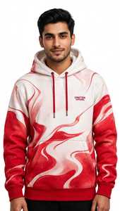 Sudadera con Capucha para Hombre, Diseño de Llamas Rojas y Blancas, Sublimación, Estilo Pullover - Product Image 4
