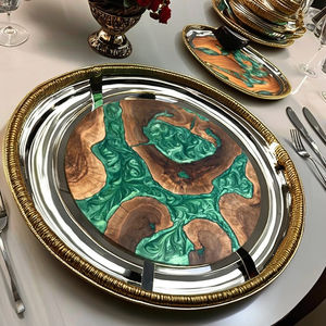 Table à manger en bois d'acacia en résine artisanale moderne de luxe, table de salon imperméable pour mariage, retraite, Diwali, condoléances - Product Image 4