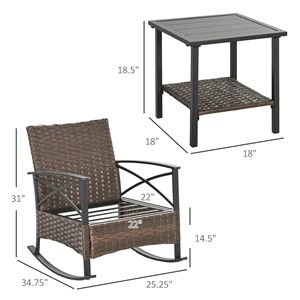 Set Bistrot da Esterno in Vimini Blu Scuro con Cuscini per Giardino - Product Image 3