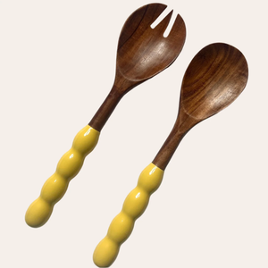 Ensemble d'ustensiles élégants en bois faits à la main pour salade, service de table, cuisine domestique, écologique, style américain, compatible lave-vaisselle et micro-ondes - Product Image 4