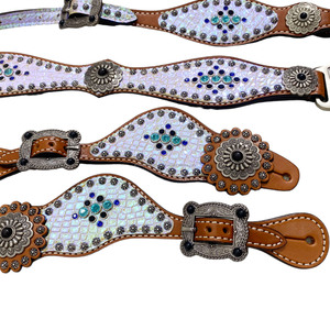 Logo personnalisé en acier offres équitation Western équestre licou ensemble sur Lay entouré de cuir Headstall et collier de poitrine - Product Image 2