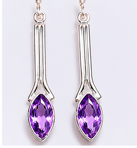 Pendientes Colgantes de Plata con Amatista – Pendientes Colgantes Hechos a Mano con Gema Marquise de Amatista Natural y Plata de Ley – Elegantes - Product Image 1