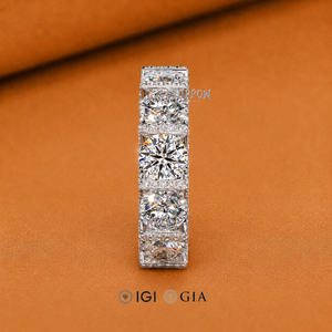 Bague éternité en argent 925 certifiée 6,50 mm, sertie de diamants de laboratoire et de pierres rondes avec accents en forme de poire, bijou élégant pour femme - Product Image 5