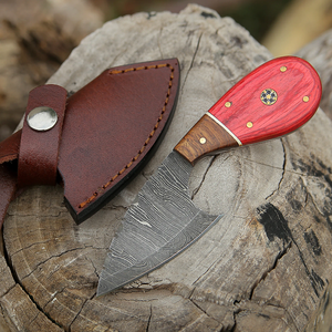 Cuchillo de Caza/Desollador Personalizable OEM de Acero Inoxidable con Mango de Madera Pakka y Funda de Cuero, Hecho a Mano, Marca ZA DAMASCUS MAKERS - Product Image 3