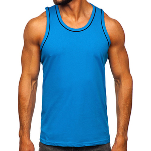 Mens Blue Contrast Piping Tank Top <b>Athletic</b> Sports Vest for Gym Workout Training Running and Summer Wear 2026 - Product Image 1