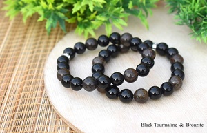 สร้อยข้อมือลูกปัด Bronzite สีดำ Tourmaline,สร้อยข้อมือ Metaphysical Vaastu Reiki คริสตัลหินธรรมชาติ - Product Image 4