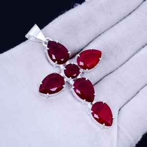 Pendentif croix en onyx rouge, bohème, argent sterling 925, bijoux faits à la main, collier en pierre naturelle, vente en gros pour femmes - Product Image 6