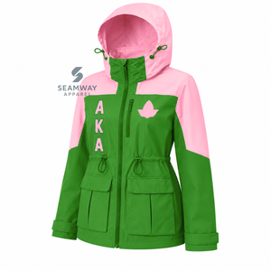 Alpha |   Kapa |   Veste de pluie Alpha Sorority, veste softshell à capuche, veste varsity pour femmes, imperméable, accessoires grecs - Product Image 2