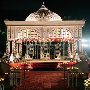 Nuevo Mandap de Boda Moderno Estilo Majestuosidad Mughal de Fibra, Mandap Moderno, Mandap Tradicional con Pilares, Decoraciones para Bodas - Product Image 1
