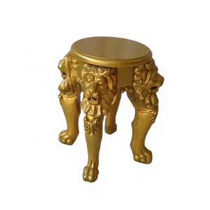 Table d'appoint baroque française antique, faite à la main en bois massif d'acajou, forme tête de lion européenne, meuble de salon - Product Image 1