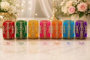 Ensemble de bracelets ethniques plaqués or avec strass floraux pour femmes, bijoux de mariage, bracelets en alliage avec incrustations de cristaux - Product Image 3
