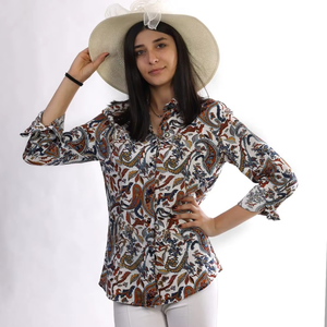 เสื้อเชิ้ตเดรสลายดอกไม้สำหรับผู้หญิง Paisley - Product Image 1