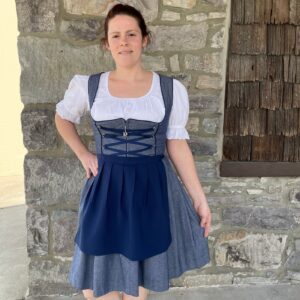 Women's Bavarian Style Dirndl <b>Dress</b> Knee-Length Satin A-Line With Belt Sweetheart Neck Short Sleeve Floral Embroidery Vintage - Product Image 5