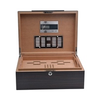 Boîte à cigares personnalisée haut de gamme grande capacité, en bois de pin exquis, humidor laqué avec plateau en bois de cèdre VOLENX WLH-0545 Noir