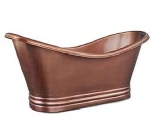 Slipper Clawfoot Bath Tub Free Standing with Skirted Base Nickel Polish inside & Out Copper Shining - Product Image 2
